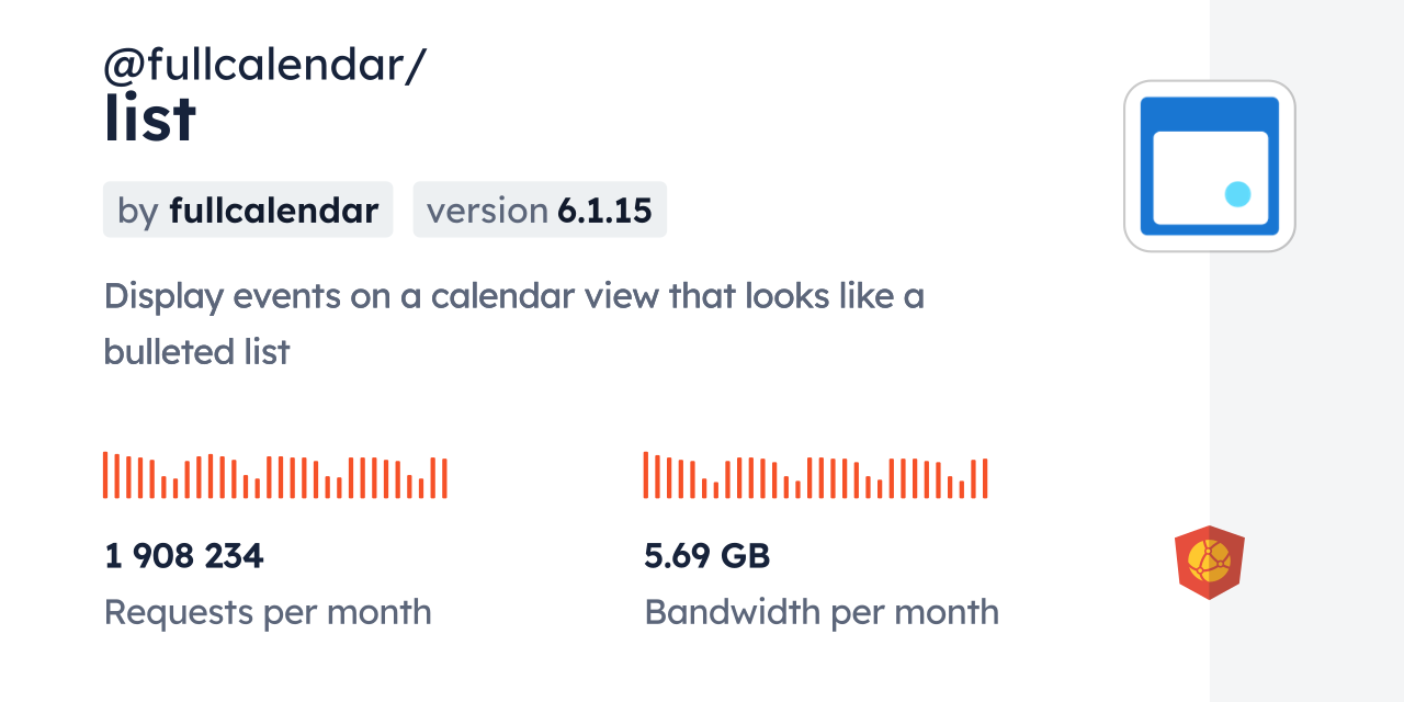 @fullcalendar/list CDN by jsDelivr - A CDN for npm and GitHub