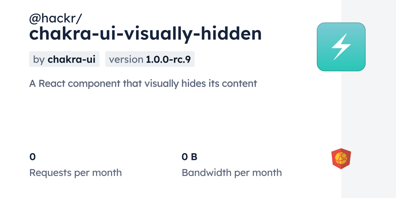 @hackr/chakra-ui-visually-hidden CDN by jsDelivr - A CDN for npm and GitHub