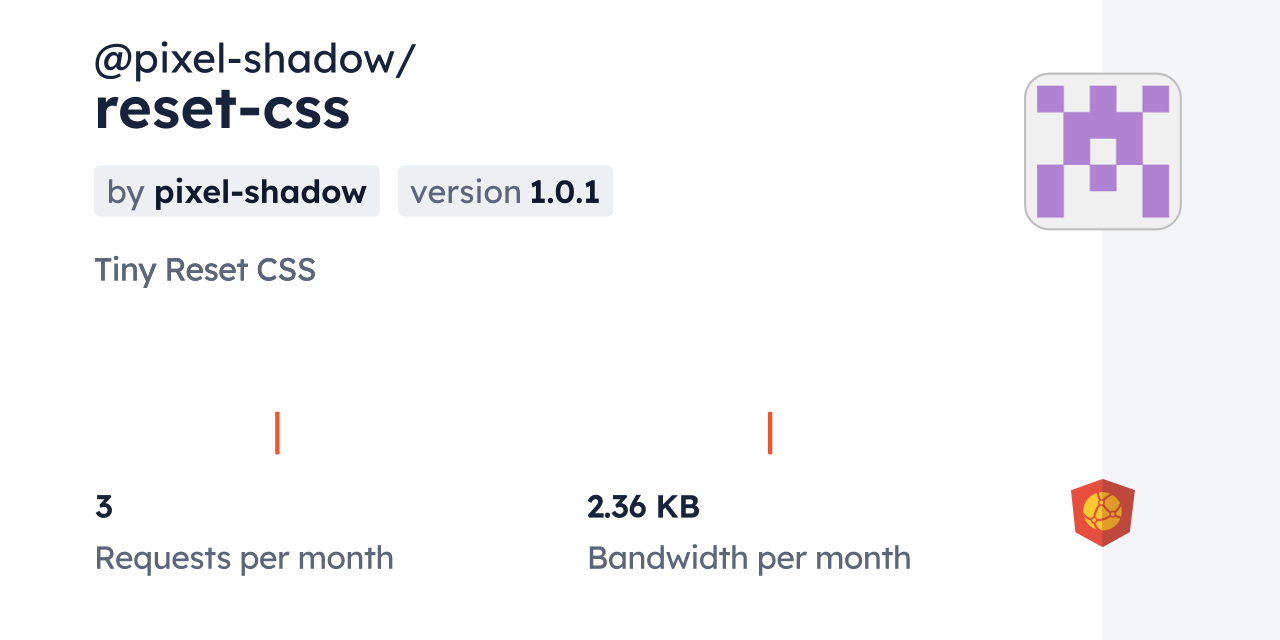 @pixel-shadow/reset-css CDN By JsDelivr - A CDN For Npm And GitHub